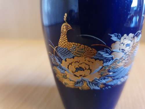 Small Cobalt Blue Oriental Style Vase (height 10cm width 6cm)