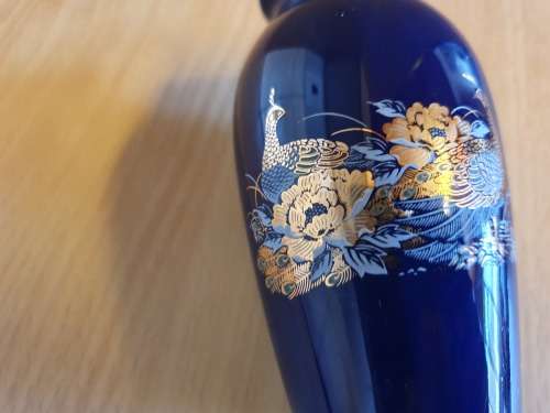 Small Cobalt Blue Oriental Style Vase (height 10cm width 6cm)