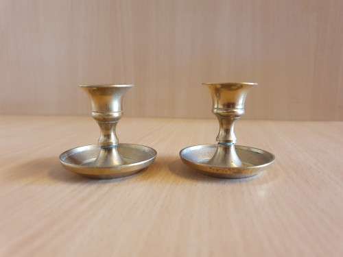 Set of 2 Miniature Brass Candle Holders