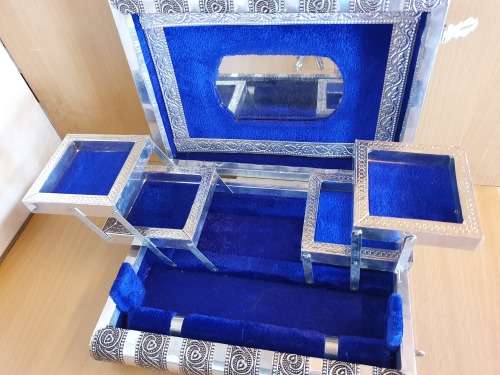 Traditional Rajasthani White Metal Jewellery Box - Elephant Pattern