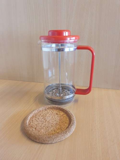Bodum Coffee Press (Red) with Cork Coaster -  Made in Switzerland