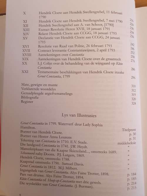 Hendrik Cloete, Groot Constantia En Die/And The VOC 1778-1799: G.J. Schutte