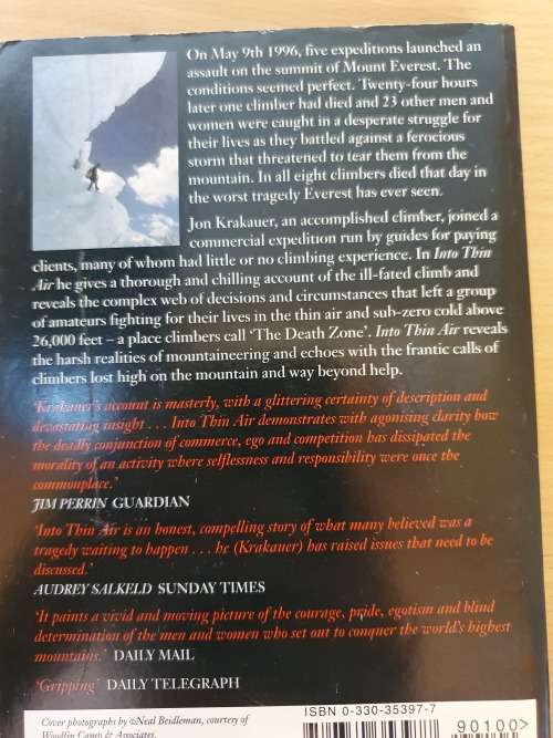 Into Thin Air - A personal account of the Everest disaster by Jon Krakauer (Paperback)
