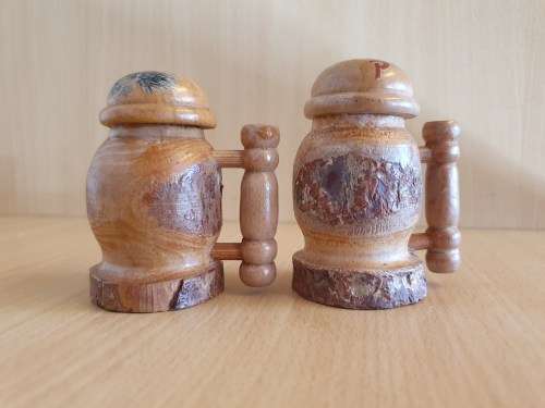Set of 2 - Wooden Tankard/Beer Mug Salt & Pepper Shakers
