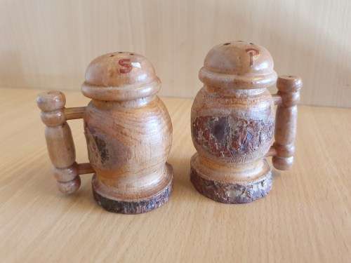 Set of 2 - Wooden Tankard/Beer Mug Salt & Pepper Shakers
