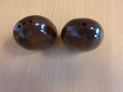 Set of 2 Wooden Salt & Pepper Shakers - height 7cm. width 7cm