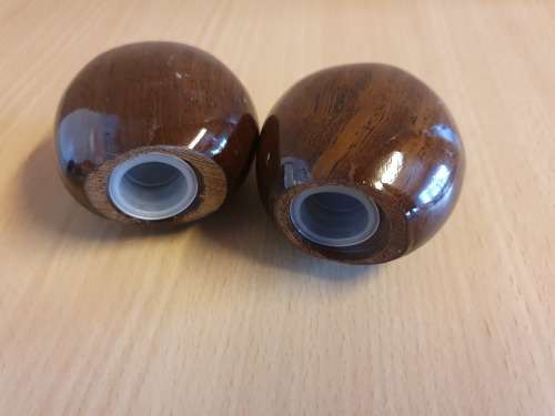 Set of 2 Wooden Salt & Pepper Shakers - height 7cm. width 7cm