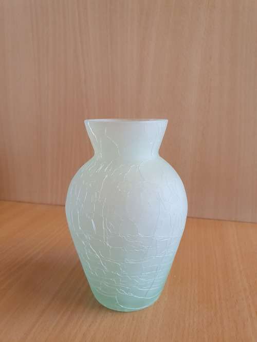 Green Crackled Glass Vase - height 13cm