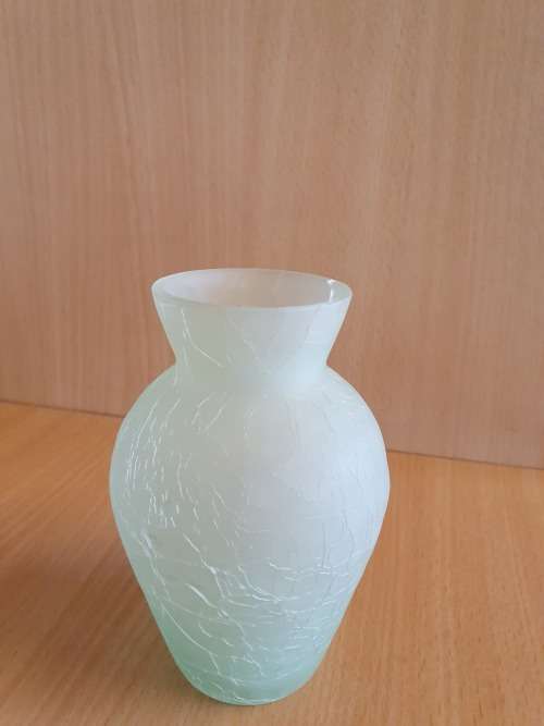 Green Crackled Glass Vase - height 13cm