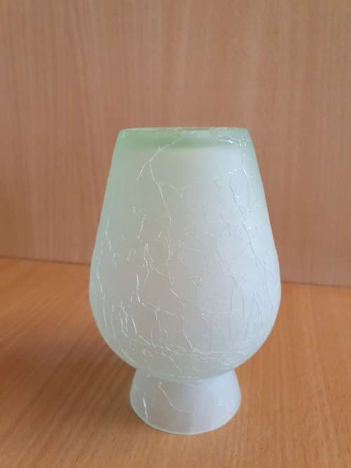 Green Crackled Glass Vase - height 13cm