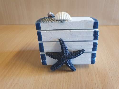 Small Wooden Box with Seashell Detail
