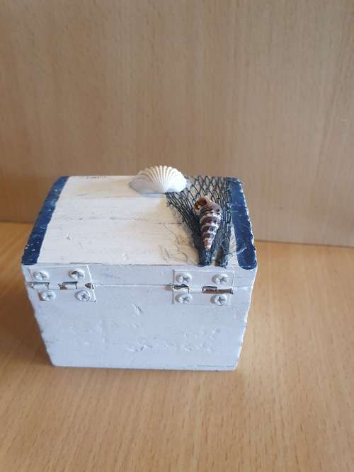 Small Wooden Box with Seashell Detail