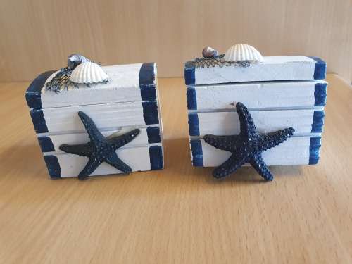 Small Wooden Box with Seashell Detail
