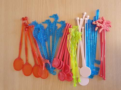 Lot of 38 Plastic Drink Stirrers