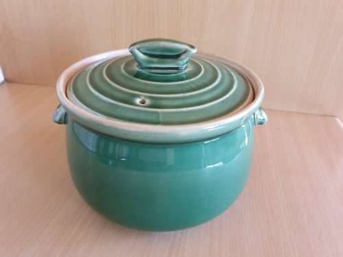 Round Green Lidded Ceramic Serving Bowl - Made in England