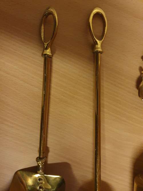 4 Piece Brass Fire Place Cleaning Set