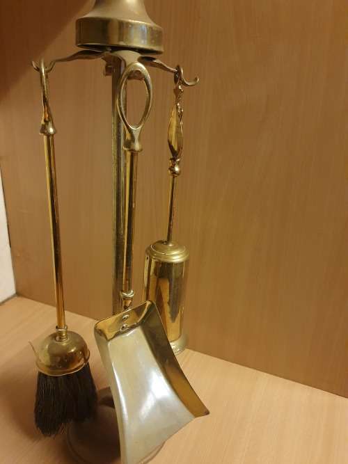 4 Piece Brass Fire Place Cleaning Set