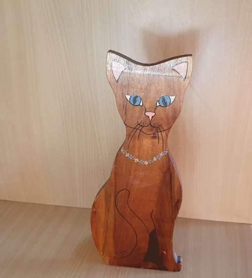 Wooden Cat Doorstopper