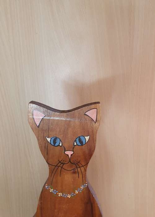 Wooden Cat Doorstopper