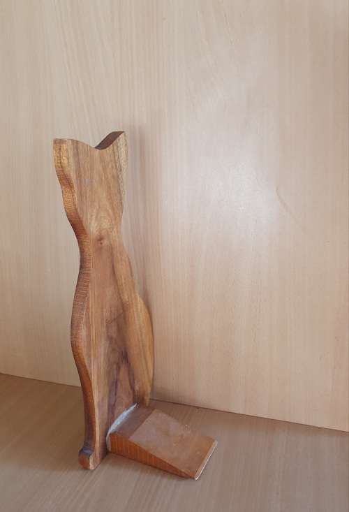 Wooden Cat Doorstopper