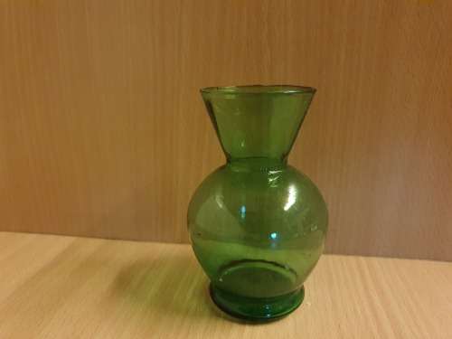 Small Green Glass Vase - height 11cm. width 7cm