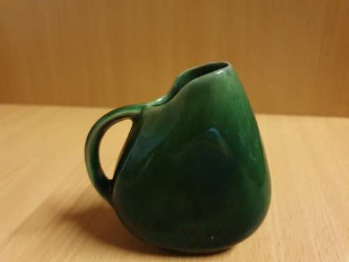Small Vintage Green Ceramic Jug/Vase - height 8cm. width 8cm