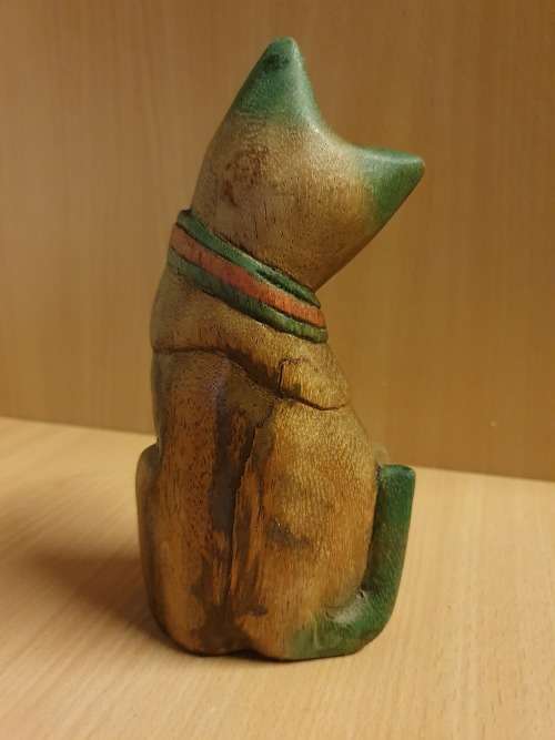 Wooden Cat Figurine - height 17cm. width 10cm