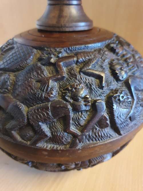 Round Carved Wooden Bowl - height 22cm. width 25cm