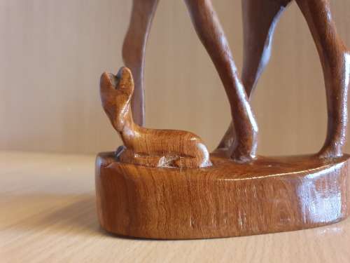 Wooden Impala Mother &  Baby Figurine - height 30cm. width 13cm