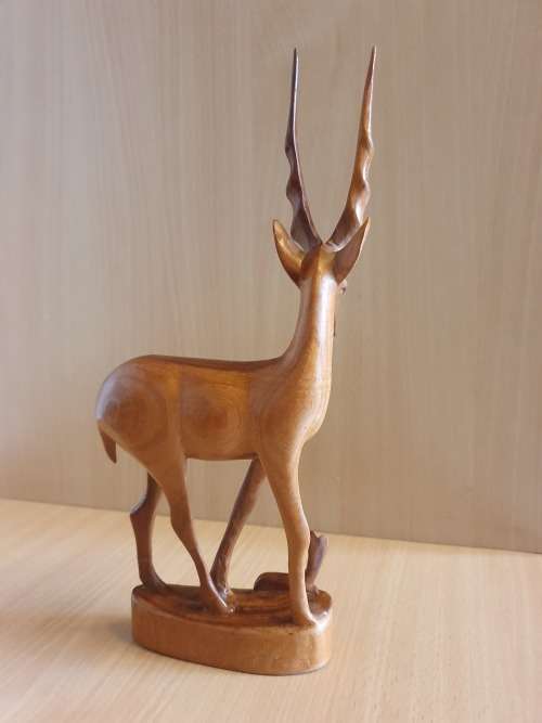 Wooden Impala Mother &  Baby Figurine - height 30cm. width 13cm