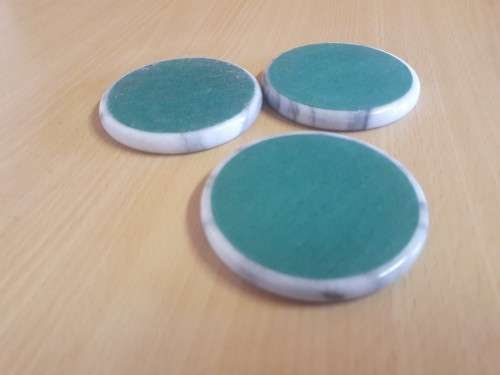 Set of 3 Round Stoneware and Cork Coasters - width 9cm