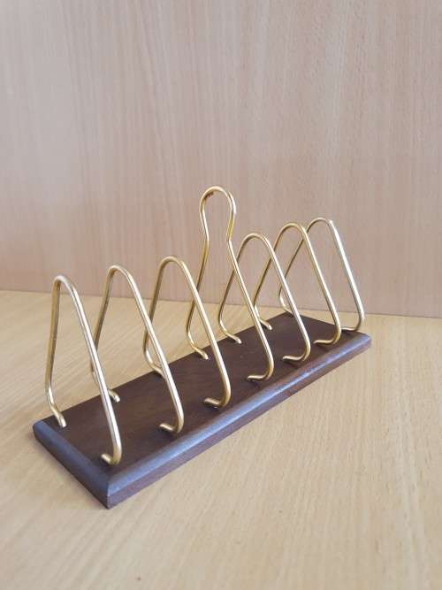 Vintage Wooden/Metal 6 Slice Toast Rack
