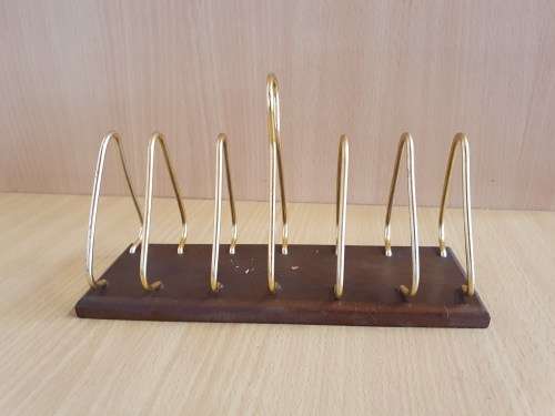Vintage Wooden/Metal 6 Slice Toast Rack