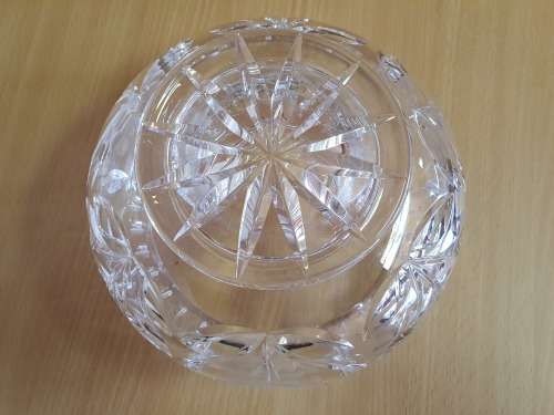 Vintage Large Round Cut Glass Bowl - width 21cm. height 12cm