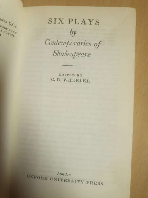 Six Plays by Contemporaries of Shakespeare (Hardcover)