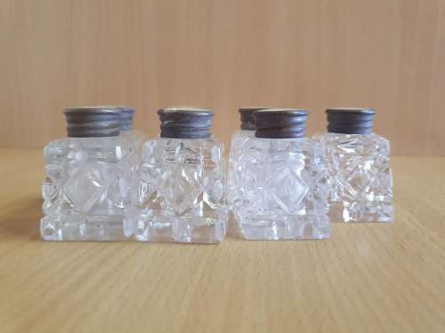 Lot of 8 Vintage Mini Glass Salt & Pepper Shakers