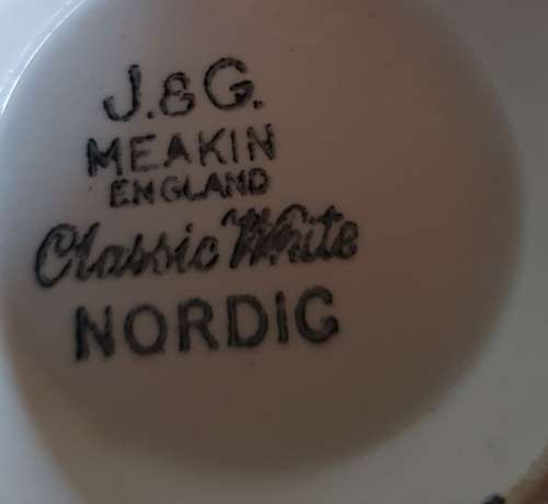 Blue & White J & G Meakin England Classic White Blue Nordic Teapot, Sugar Bowl, Milk Jug, 4 teacups