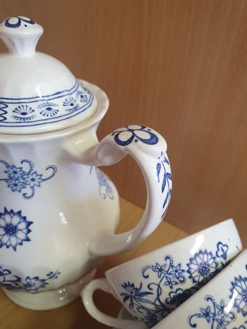 Blue & White J & G Meakin England Classic White Blue Nordic Teapot, Sugar Bowl, Milk Jug, 4 teacups
