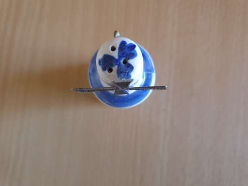 Small Blue & White Windmill Shape Salt Shaker