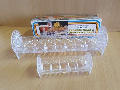 Vintage 2 Piece acrylic cookie tray and toothpick holder