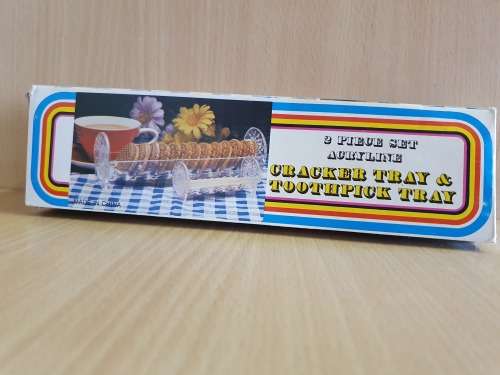 Vintage 2 Piece acrylic cookie tray and toothpick holder