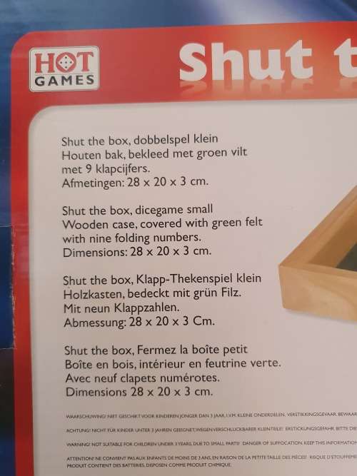 Shut the Box Wooden Dice Game