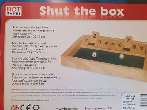 Shut the Box Wooden Dice Game