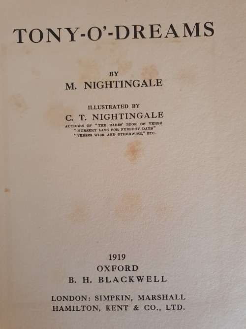 Tony-O`-Dreams : M. Nightingale (Hardcover)