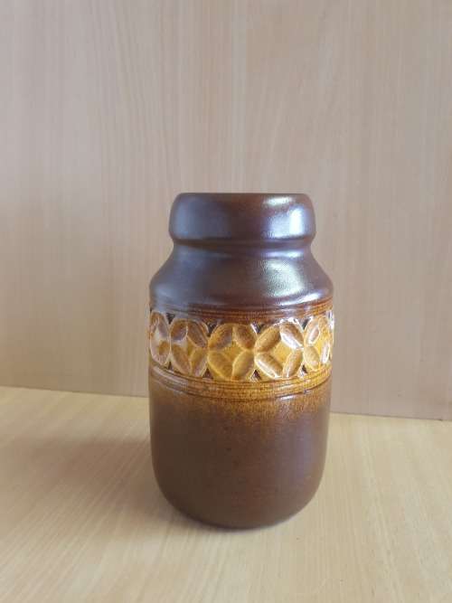 Vintage Brown Pottery Vase - height 21cm. width 11cm
