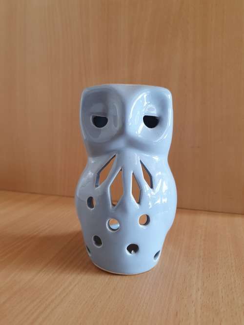 Ceramic Owl Figurine Candle Holder - height 16cm. width 10cm. depth 9cm
