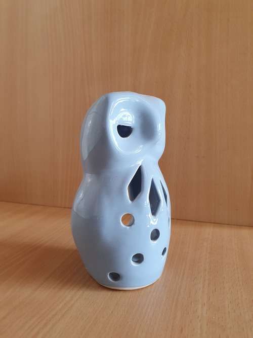 Ceramic Owl Figurine Candle Holder - height 16cm. width 10cm. depth 9cm