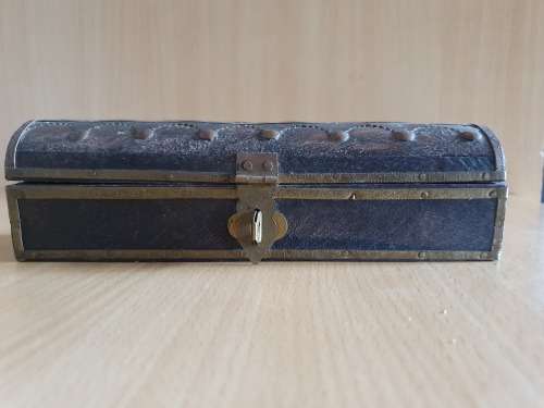 Long Wooden Jewellery Box with Brass Detail (18cm x 6cm height 5cm)