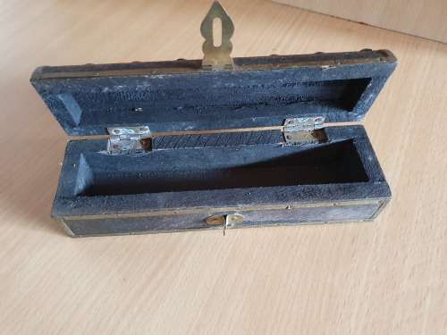 Long Wooden Jewellery Box with Brass Detail (18cm x 6cm height 5cm)