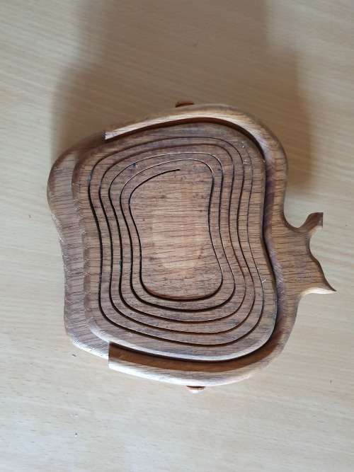 Vintage Wooden Apple Shape Collapsible Bowl